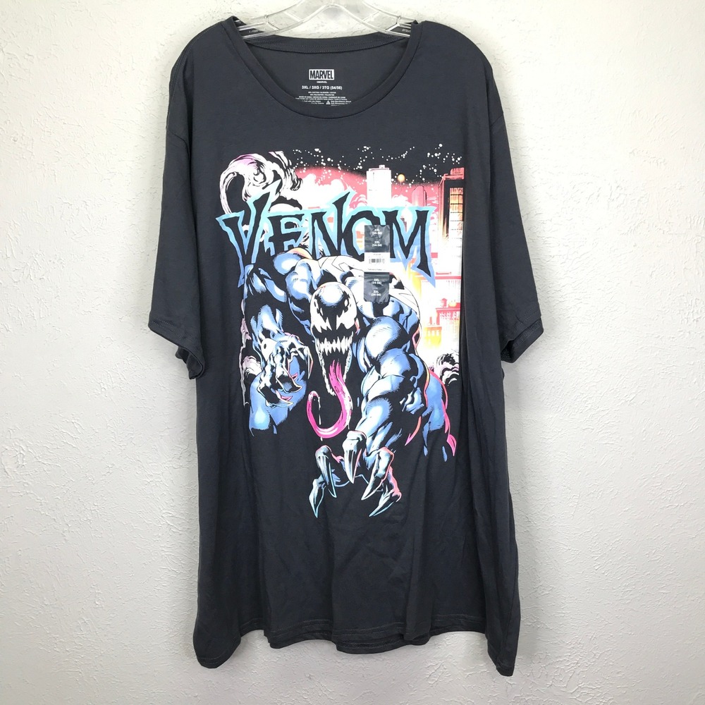 Marvel Venom Graphic T-Shirt Mens 3XL Charcoal Grey Short Sleeve Comic Tee NWT